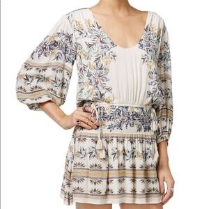 NWT Free People Ivory‎ Floral Blouson Boho Dress Size Small